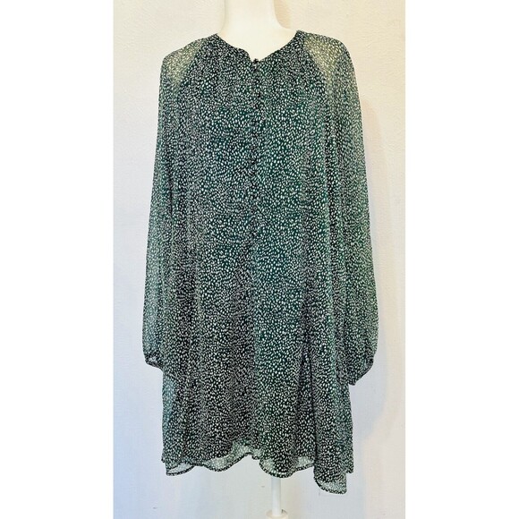 JOIE Size XXL Arctic Animal Spot Sheer Lined Dress Boho Peasant Cottagecore - Picture 2 of 14